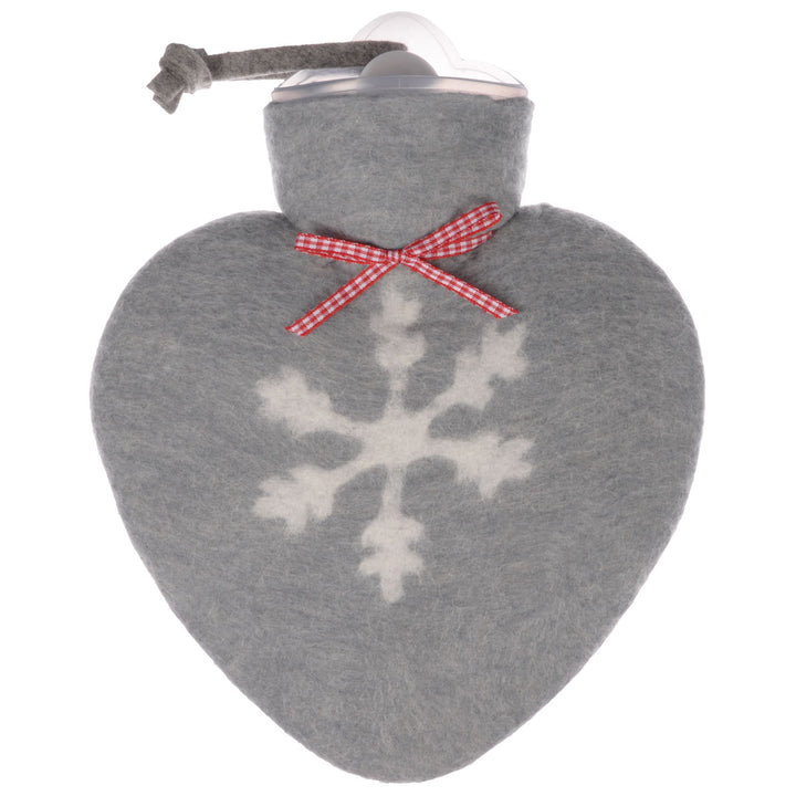 Dorothee Lehnen Herzwärmflasche Grau Schneeflockenmotiv Weiß
