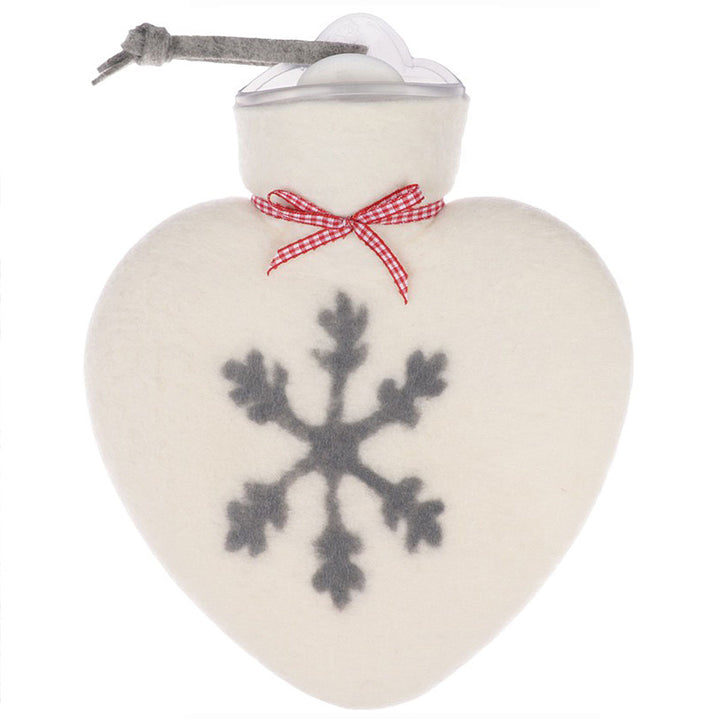 Dorothee Lehnen Herzwärmflasche Weiß Schneeflockenmotiv Grau