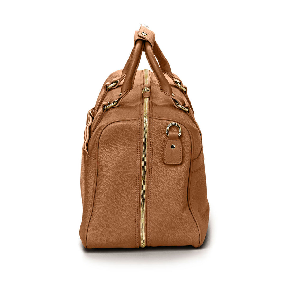 Keine Schwester Leder Weekender Packbar Karamell Seitenansicht