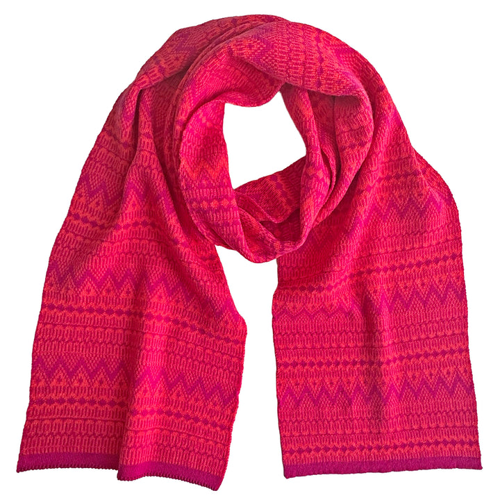 Eagle Products Merino-Schal ASTRID mit Norwegermuster fuchsia / koralle