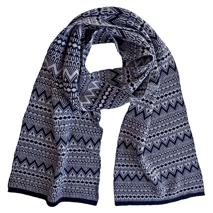 Eagle Products Merino-Schal ASTRID mit Norwegermuster marine / hellgrau