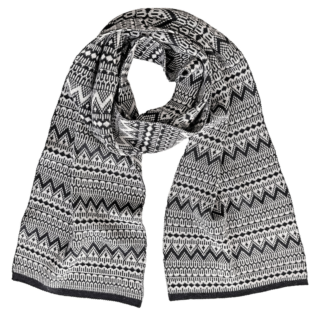 Eagle Products Merino-Schal ASTRID mit Norwegermuster schwarz / weiss