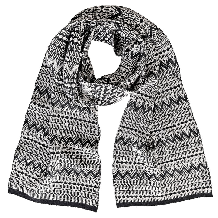 Eagle Products Merino-Schal ASTRID mit Norwegermuster schwarz / weiss