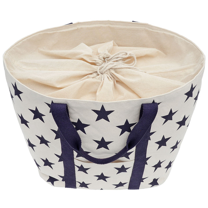 Fiolini XXL Strandtasche Stars Ecru / Blau