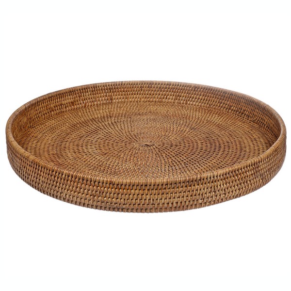 Fiolini Rattan Tablett Rund Antique Brown