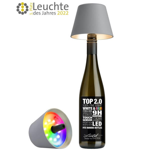 Sompex RGB Akku Flaschenleuchte Top 2.0 Grau