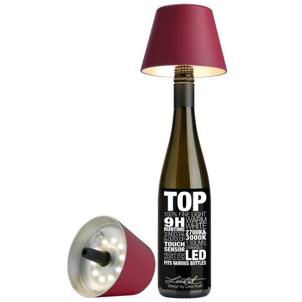 Sompex Akku LED Tischleuchte Top Bordeaux