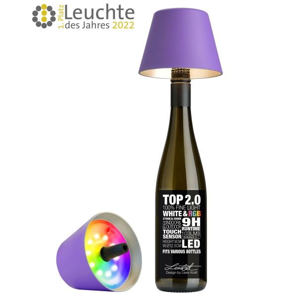 Sompex RGB Akku Flaschenleuchte Top 2.0 Flieder