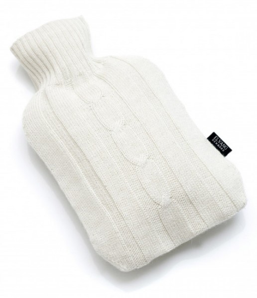 Alpaka Wärmflasche Strickbezug weiß