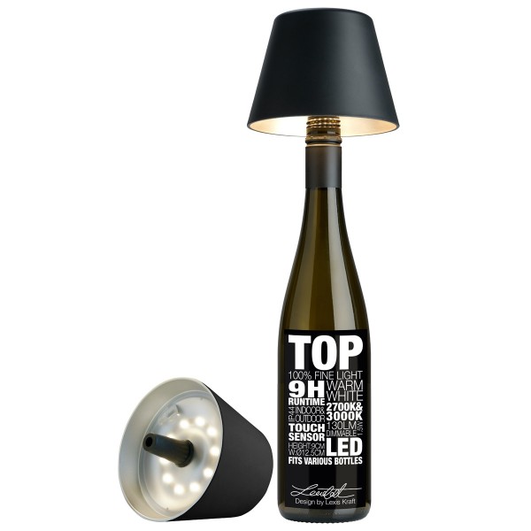 Sompex Akku LED Tischleuchte Top Schwarz