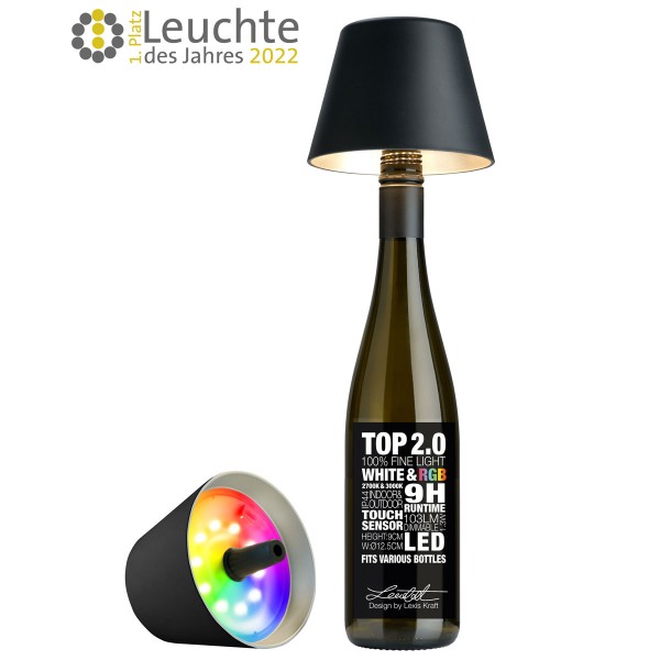 Sompex RGB Akku Flaschenleuchte Top 2.0 Schwarz