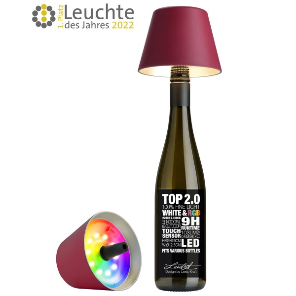 Sompex RGB Akku Flaschenleuchte Top 2.0 Bordeaux