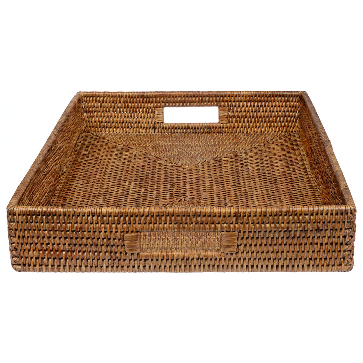 Tablett 50x40x8cm, Rechteckig Fiolini I Antique Brown Rattan