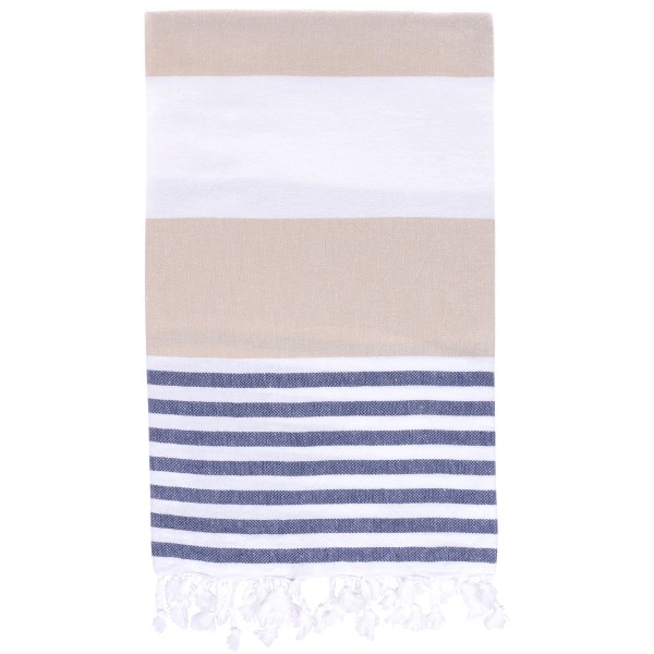 Hamamtuch Perth beige /marineblau