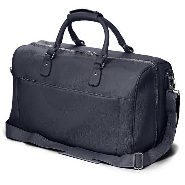 Weekender Packbar Leder Nachtblau Silber