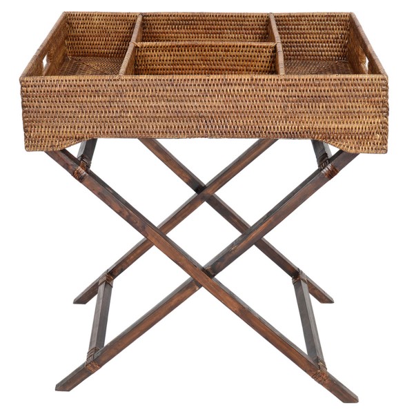 Fiolini Tabletttisch Bar Rattan Antique Brown