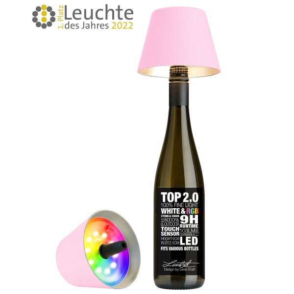 Sompex RGB Akku Flaschenleuchte Top 2.0 Rosa