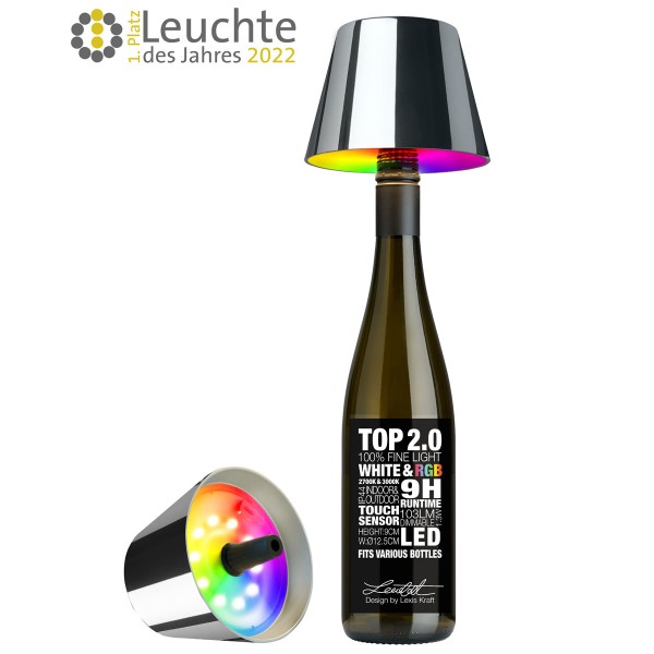 Sompex RGB Akku Flaschenleuchte Top 2.0 Chrom