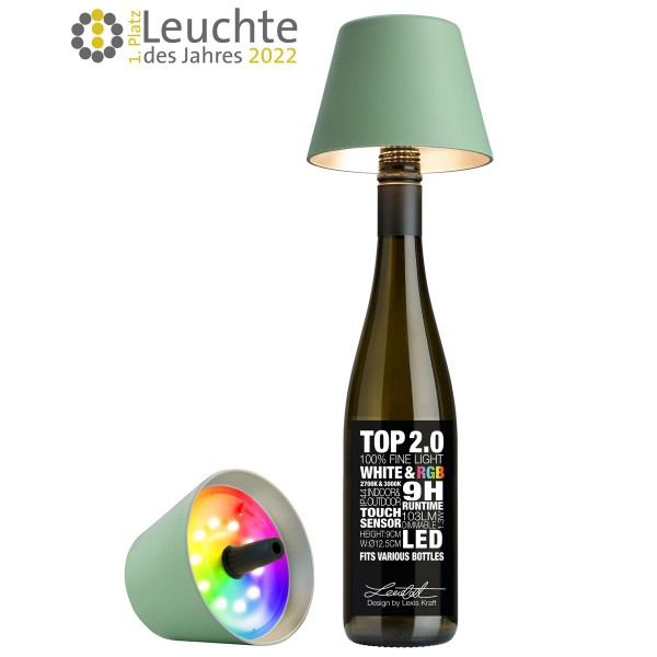 Sompex RGB Akku Flaschenleuchte Top 2.0 Olivgrün
