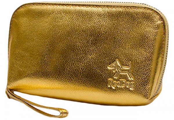 Schminktasche Leder gold
