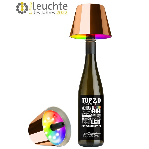 Sompex RGB Akku Flaschenleuchte Top 2.0 Kupfer