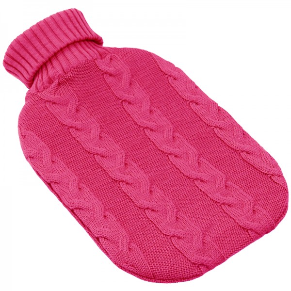 Merino Wärmflasche Zopf magenta Lenz & Leif