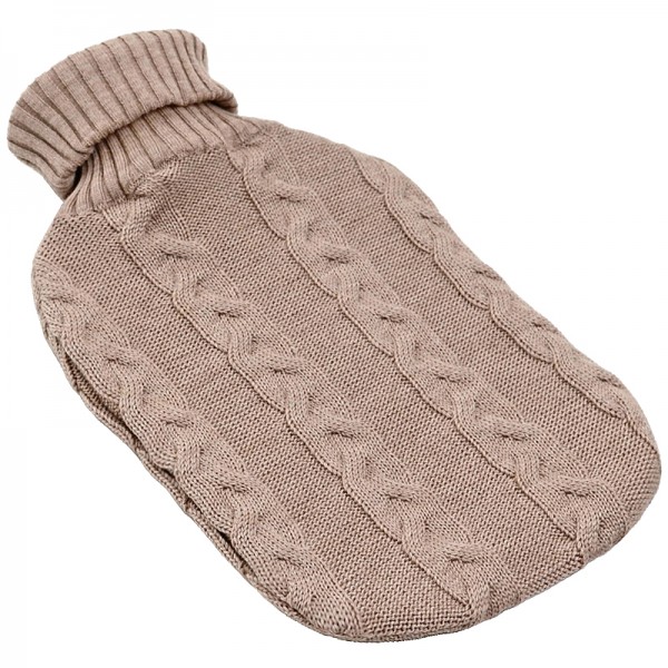 Merino Wärmflasche Zopf beige Lenz & Leif