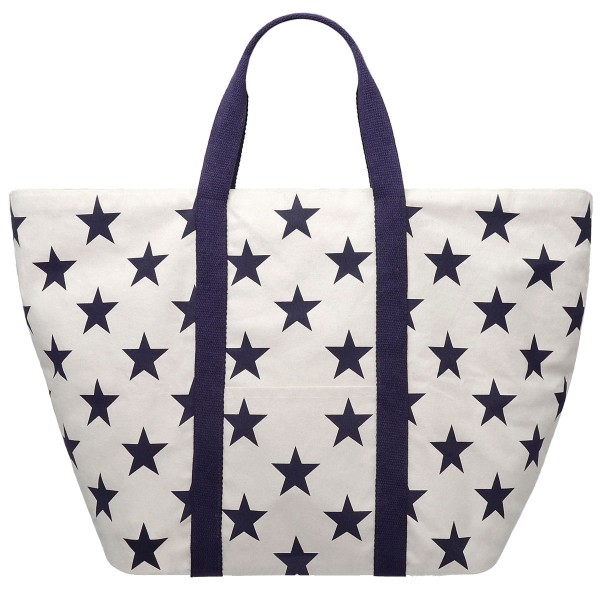 Fiolini XXL Strandtasche Stars Ecru / Blau