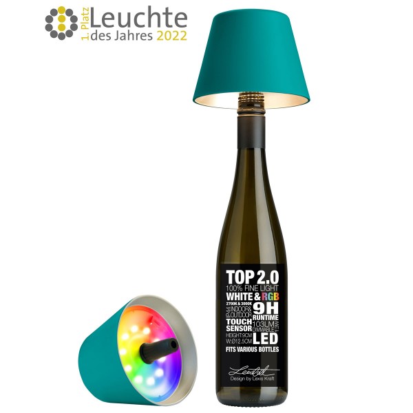 Sompex RGB Akku Flaschenleuchte Top 2.0 Türkis